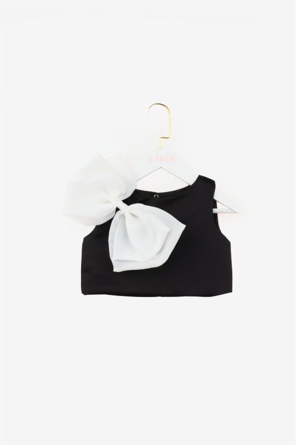 Black Organza Bow Girls' Two-Piece Set