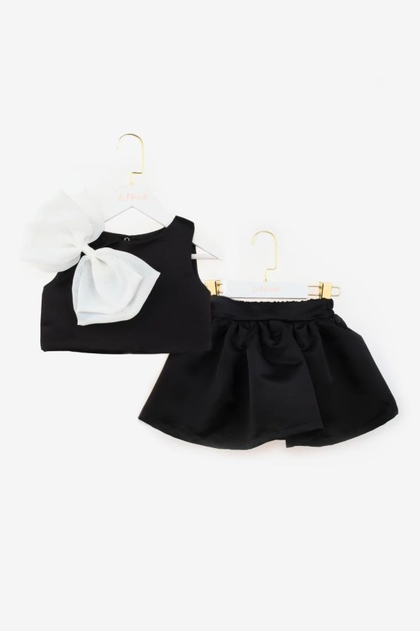 Black Organza Bow Girls' Two-Piece Set