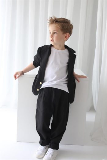 Black Tencel Relaxed Jacket + Black Tencel Carrot Pants