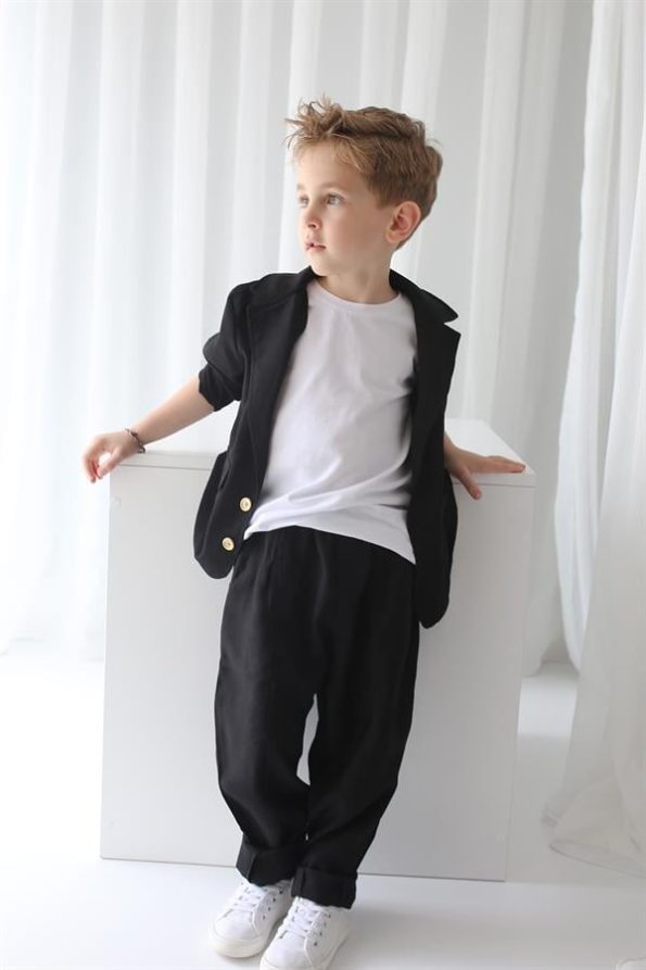 Black Tencel Relaxed Jacket + Black Tencel Carrot Pants