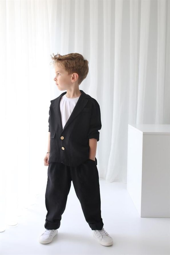 Black Tencel Relaxed Jacket + Black Tencel Carrot Pants