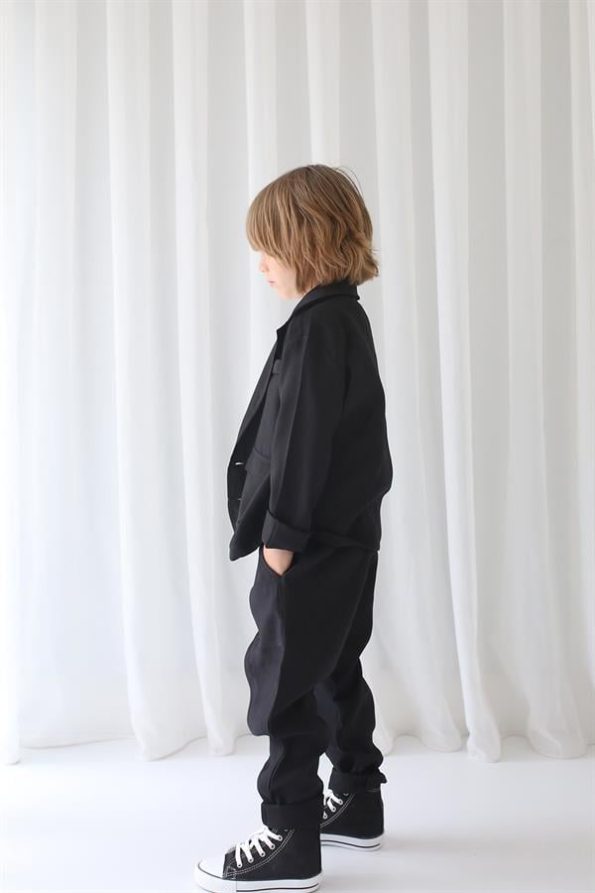 Black Tencel Relaxed Jacket + Black Tencel Carrot Pants