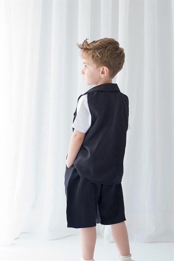 Black Tencel Sports Vest + Black Tencel Soho Shorts