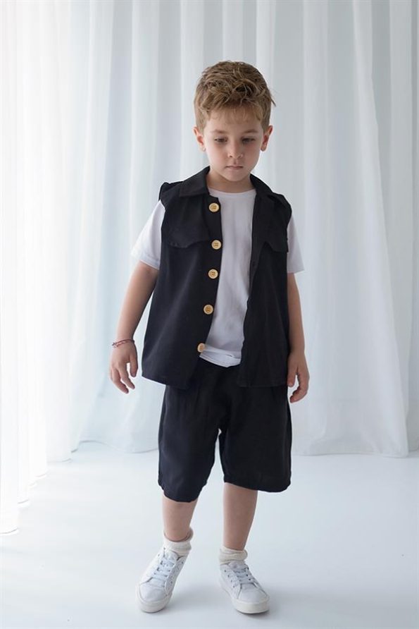 Black Tencel Sports Vest + Black Tencel Soho Shorts