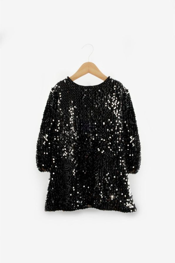 Black Velvet Dress with Sequins for Girls - Oriel