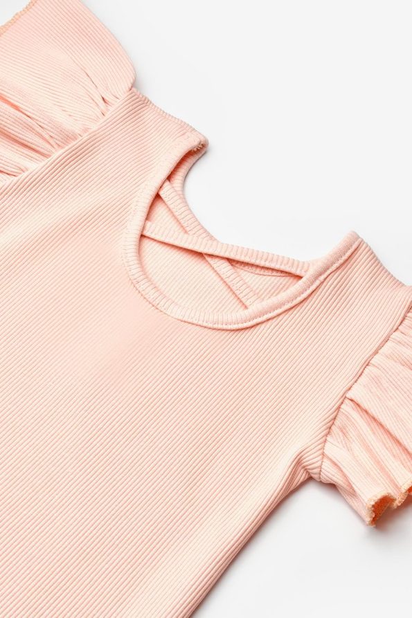 Salmon Cross-Back Trim Girls' T-Shirt - Julie