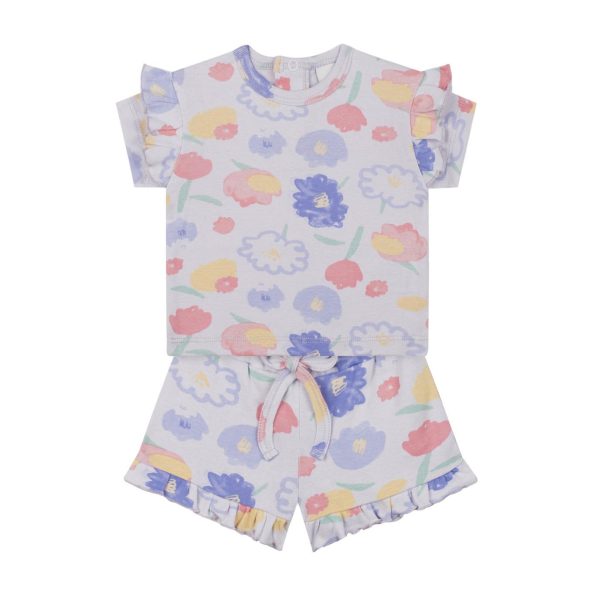 Watercolor Flower Shorts Set