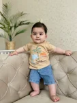 Sun Vibes Breathable 100% Cotton T-Shirt and Denim Shorts Set