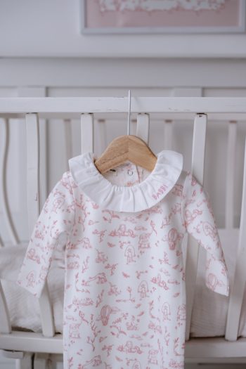Baby Romper - Toile De Jouy / Pink