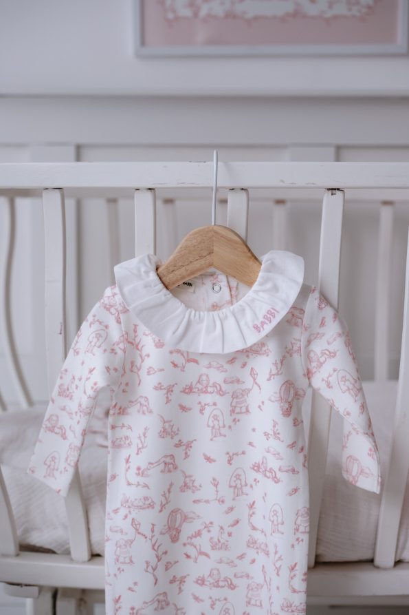 Baby Romper - Toile De Jouy / Pink