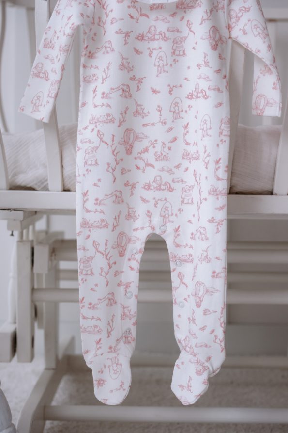 Baby Romper - Toile De Jouy / Pink