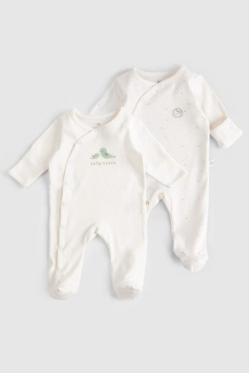 2-Piece Organic Cotton Baby Bodysuit Set with Mittens