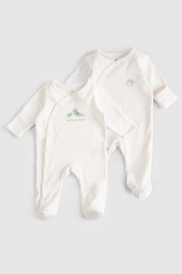 2-Piece Organic Cotton Baby Bodysuit Set with Mittens