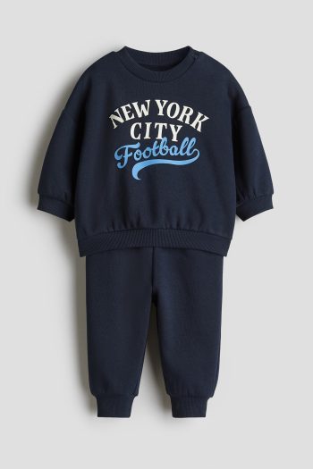 2-PIECE PRINTED AND FURRY SWEATSHIRT SET