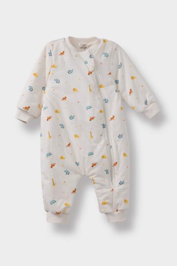 Baby Boy Newborn 1 Tog Fiber Dinosaur Printed Combed Long Sleeve Jumpsuit