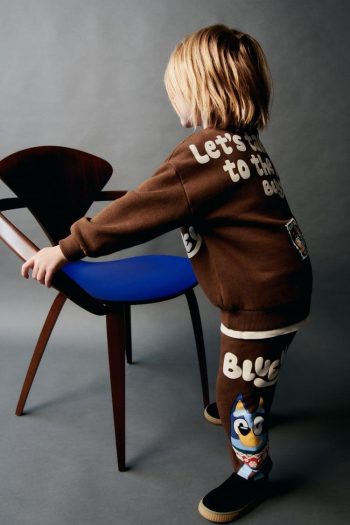 Boys' Cotton Brown Bluey Sweatshirt and Tracksuit Bottom Set