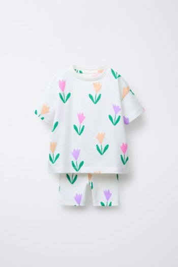PRINTED CYCLING T-SHIRT AND LEGGINGS JOGGING SET