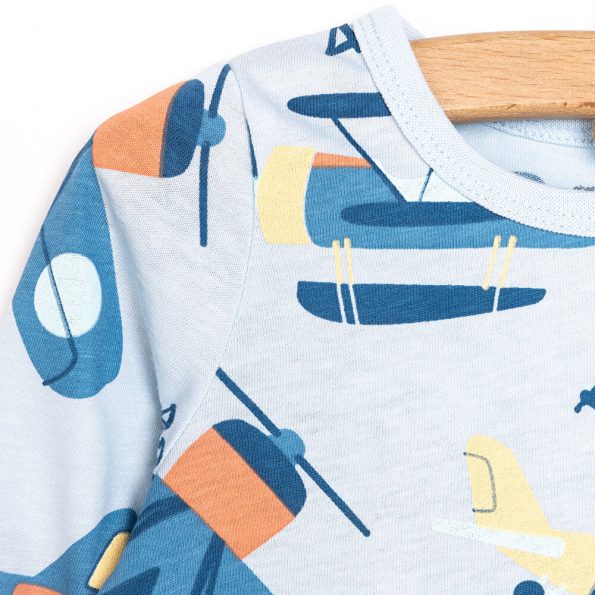 Boys' Airplane Print Long Sleeve Pajama Set
