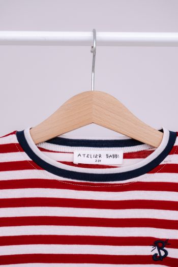 Long Sleeve T-Shirt / Burgundy Striped