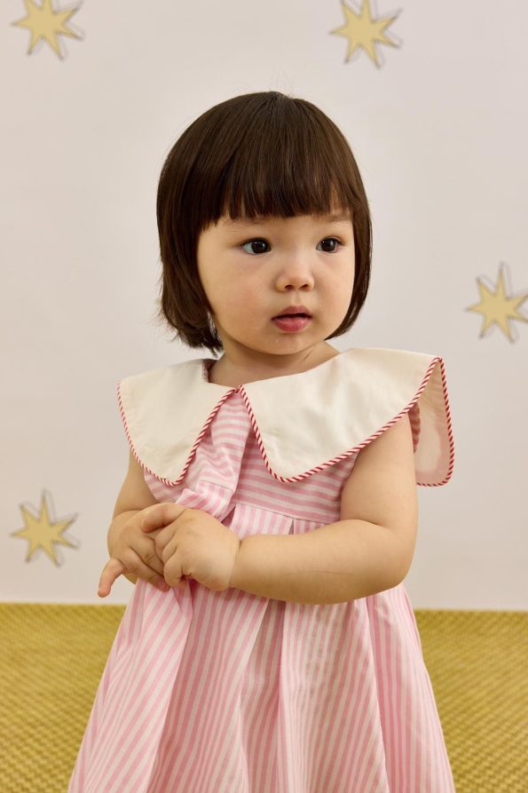V-Neck Patterned Dress Striped Pink