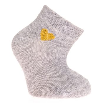 Girls' Black Ankle Socks with Heart Pattern - Set of 3
