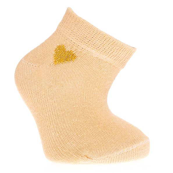 Girls' Black Ankle Socks with Heart Pattern - Set of 3