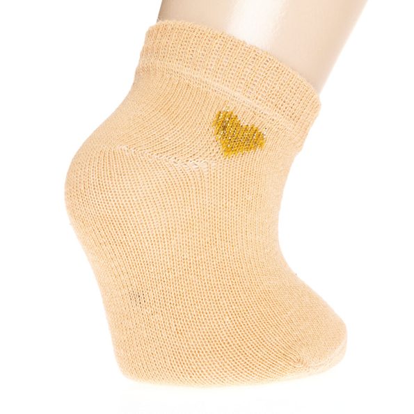 Girls' Black Ankle Socks with Heart Pattern - Set of 3