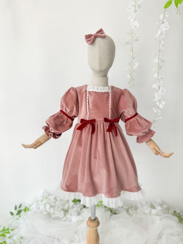 Mild Velvet Burgundy Detail Dress