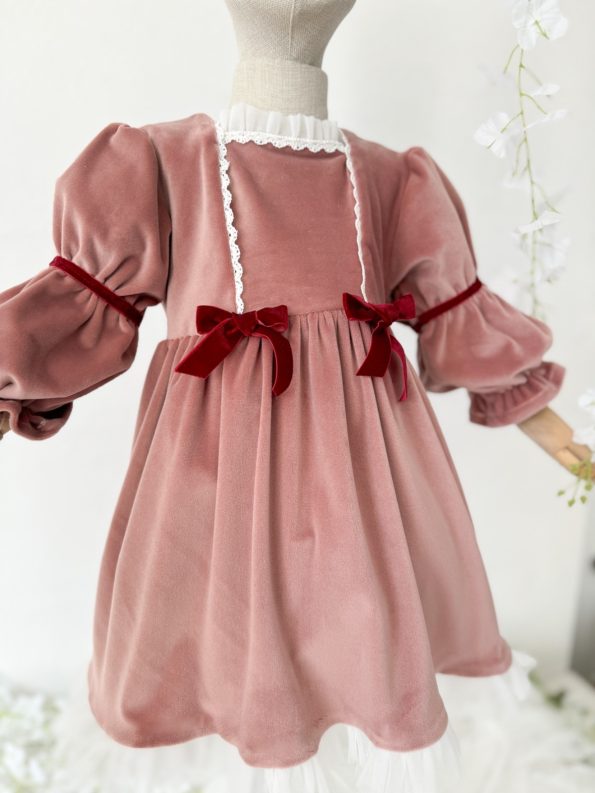 Mild Velvet Burgundy Detail Dress