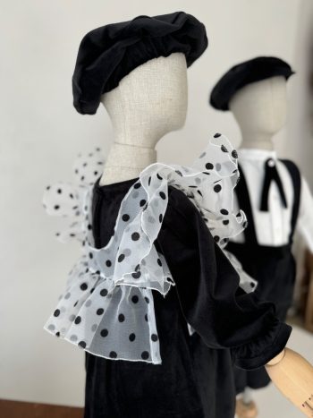 Black Velvet Dress with Tulle Vest