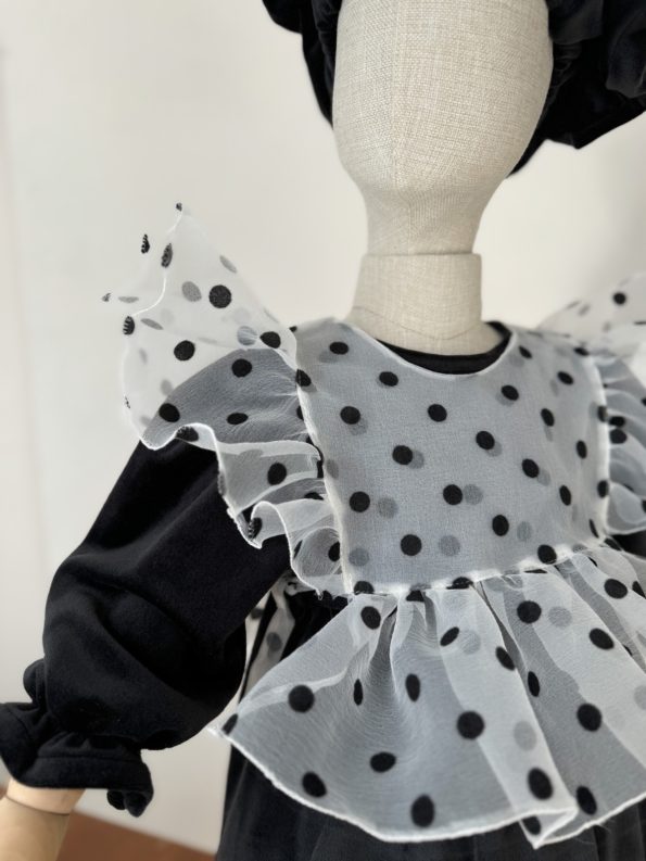 Black Velvet Dress with Tulle Vest