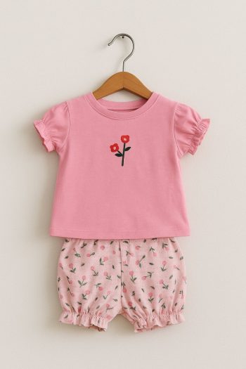 Girls' Floral Shorts Set