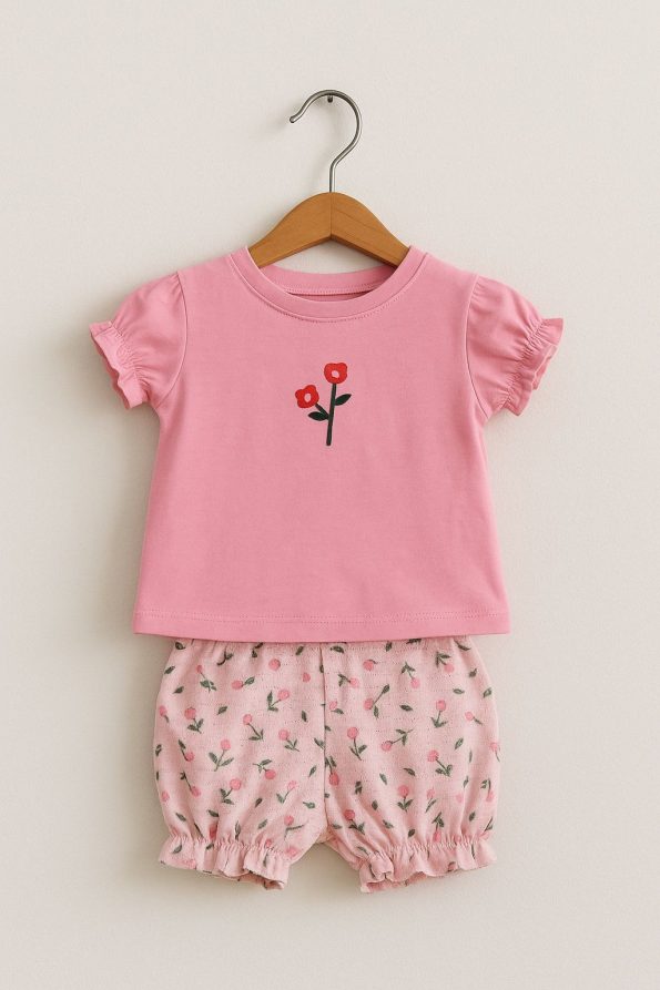 Girls' Floral Shorts Set