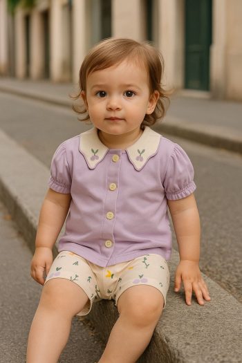 Girls' Cherry Collar Two-Piece Set