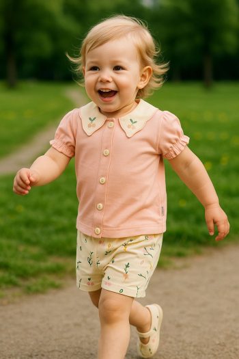Girls' Cherry Collar Short Set