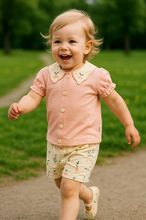 Girls' Cherry Collar Short Set