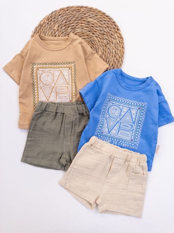 Boys' Muslin Short Set with Fun Design