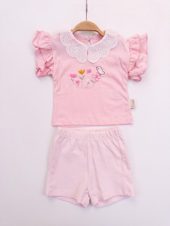 Embroidered Shorts Two-Piece Set for Baby Girls