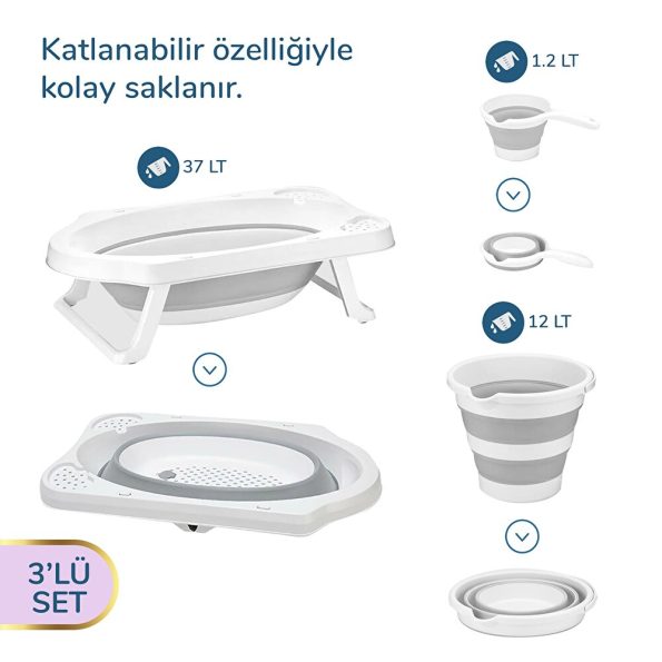 3-Piece Foldable Bathtub Set