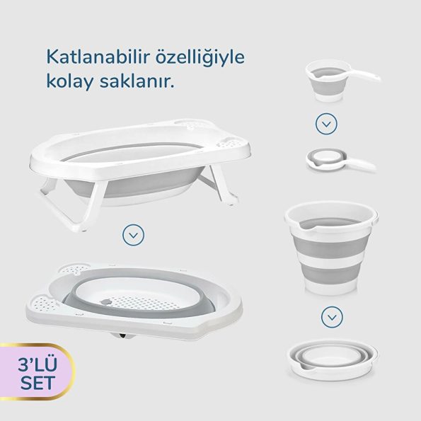 3-Piece Foldable Bathtub Set