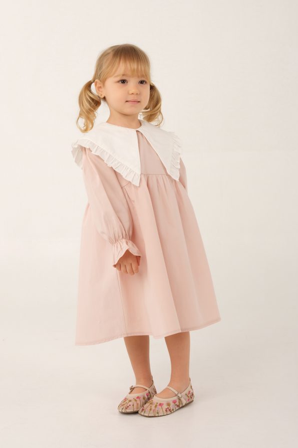 Ruffled Collar Dress in Dusty Pink