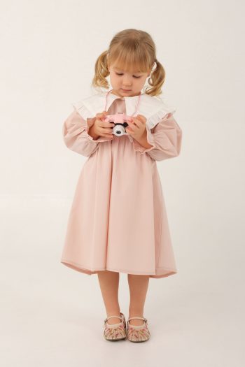 Ruffled Collar Dress in Dusty Pink