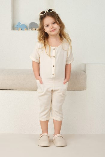 Side Pocket Capri Jumpsuit Bone