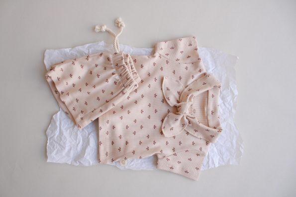 Leaf Print Ribbed Neck Tie Set