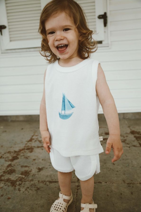 Sailboat Print Towel Shorts Set
