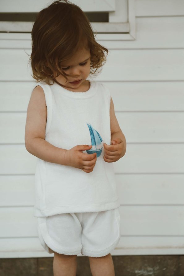 Sailboat Print Towel Shorts Set