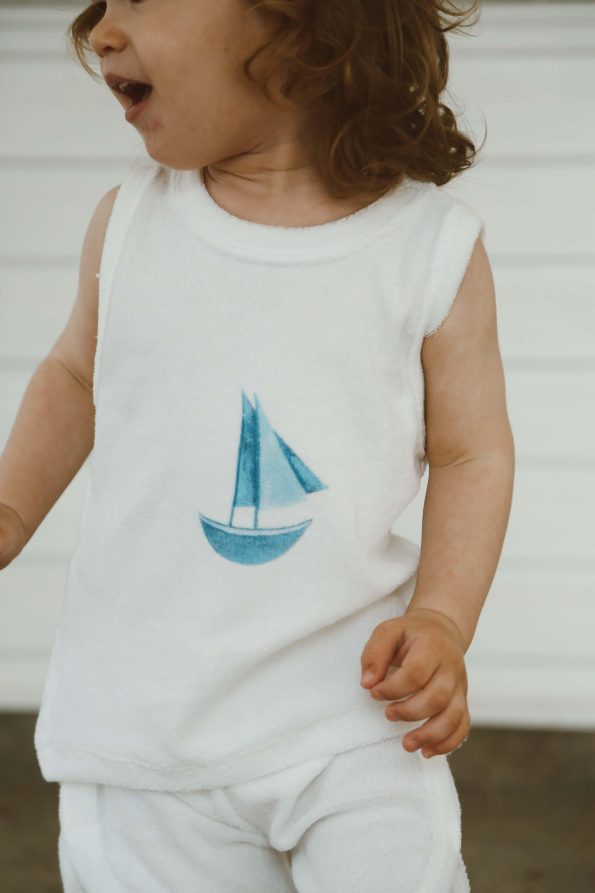Sailboat Print Towel Shorts Set