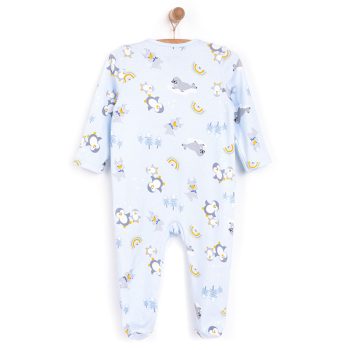 Newborn Baby Boy Footed Romper Interlock Light Blue