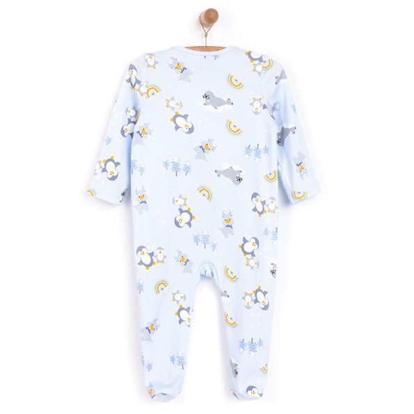 Newborn Baby Boy Footed Romper Interlock Light Blue