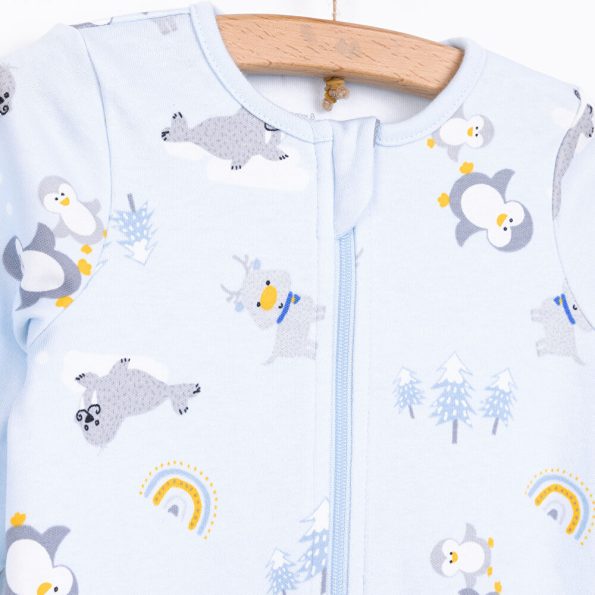 Newborn Baby Boy Footed Romper Interlock Light Blue